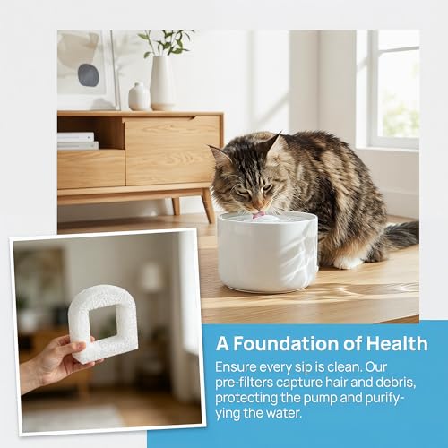 Cat Water Fountain Filters, 16 Pack Pet Fountain Replacement Foam Sponge Pre-Filters Fit for Multiple Ceramic and Stainless Steel Pet Fountains