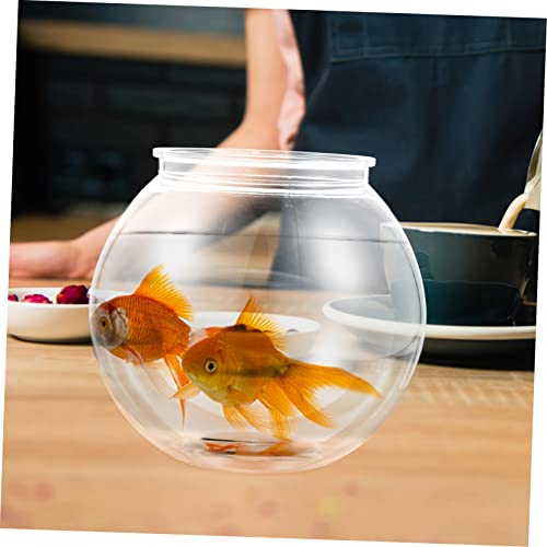 TOYANDONA Transparent Plastic Fish Tank Round Drop Goldfish Bowl with Opening for Easy Cleaning Desktop Globe Container for Home Decor and Aquatic Plants