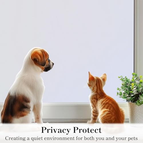 DUOFIRE Privacy Window Film Frosted Glass Film Static Cling Glass Film No Glue Anti-UV Window Sticker Non Adhesive for Privacy Office Meeting Room Bathroom Living Room, Matte White 11.8 x 47 in - color: Matte White, size: 11.8 x 47 in
