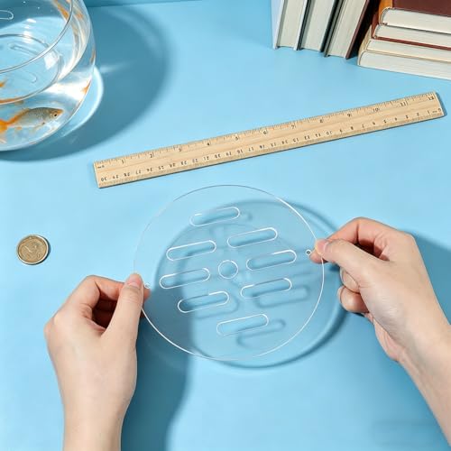 OLYCRAFT Acrylic Aquarium Anti-Jumping Lids Cover Round Acrylic Plate Fish Tank Covers with Hole 5.9 Inch Round Aquarium Protection Lid Aquariums Cover Lid to Prevent Fishes for Turtles Shrimps Fish - size: 5.9 Inch