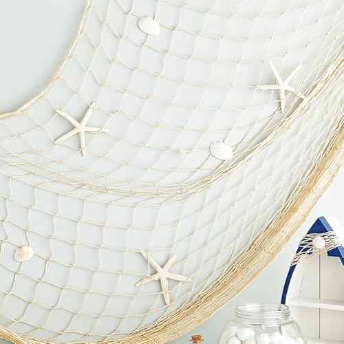 1Pc White Natural Cotton Fish Net Decor, Halloween Gag Party Essential! Nautical Pirate Underwater Ocean Beach Style, Perfect for Spooky Decor, Costume Props and Themed Events