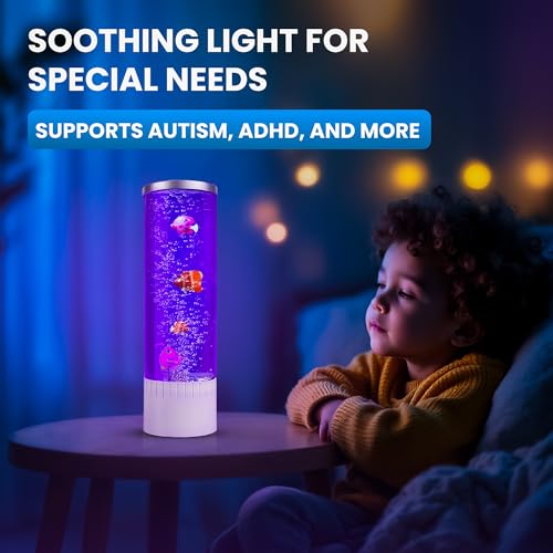 Brewish Bubble lamp | 7 Color Changing LED Lamps | Fake Aquarium Night Light | Artificial Fish Tank with Moving Fishes | Home Decor, Ideal Gift for Kids, Adults, Sensory Lights for Autism & ADHD