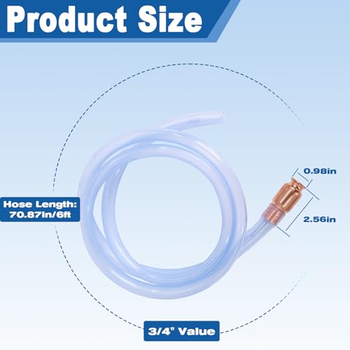 3/4" x 6FT Gas Siphon Hose, Shaker Siphon Pump for Gasoline, Diesel, Fuel & Water Transfer, Upgrade Multi-Purpose Self Priming Hose