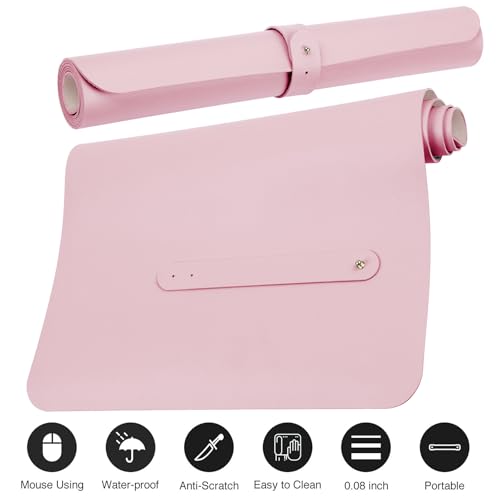 Boutilon Leather Desk Pad Protector,Non-Slip Mouse Pad,Laptop Desk Pad,Office Mouse Mat,Waterproof Leather Desk Blotter,Desk Writing Pad for Office and Home (S-Light Pink,24"x 14") - color: Light Pink, size: S 24" x 14"