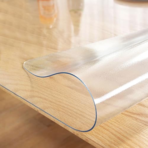 LovePads Frosted Desk Mat 14 x 24 Inch, 1.5mm Thick Frosted Table Protector, Waterproof Plastic Table Cover Protector, PVC Desk Protector Mat, Vinyl Desk Cover for Desktop, Coffee & Dining Table - color: New Frosted 1.5mm, size: 14" x 24" (Rectangular)