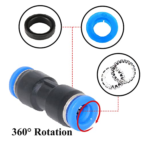 Beduan Push to Connect Fitting, 16mm Tube OD Pneumatic Quick Adapter Tubing Air Hose Line Pipe Fitting 10Pcs For 5/8" Tube OD - size: 16mm (10Pcs)