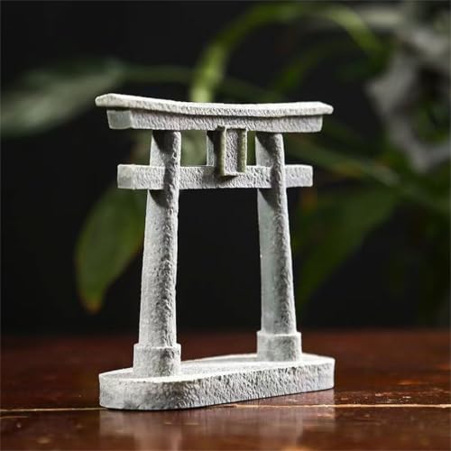 livelyfish Japanese Shinto Torii Gate Statue Asian Fish Tank Decor Sandstone Pagoda Figurines for Aquarium Decoration, L - size: Large