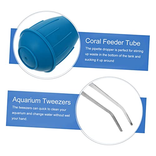 ibasenice 3pcs Aquarium Cleaning Tool Set Stainless Steel Tweezers Serrated Tips for Fish Tank Maintenance Includes Straight Curved Tweezers and Siphon Vacuum Tool