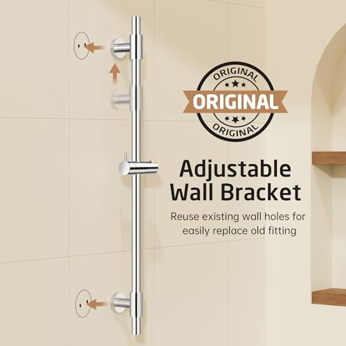 KES 30-Inch Shower Slide Bar with Adjustable Handheld Shower Head Holder, Reuse Existing Holes, SUS304 Polished Stainless Steel Wall Mount for Bathroom, Drilling Required, F209S78-PS - color: Polished Finish, style: 30.7-Inch+Drill Mounted
