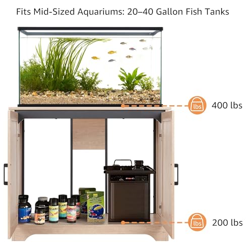 unipaws 20-40 gallon Aquarium Stand, Fish Tank Stand with Storage Cabinet, Wooden Tank Stand for Turtle Tank, Reptile Terrarium, Nature - color: Nature Color