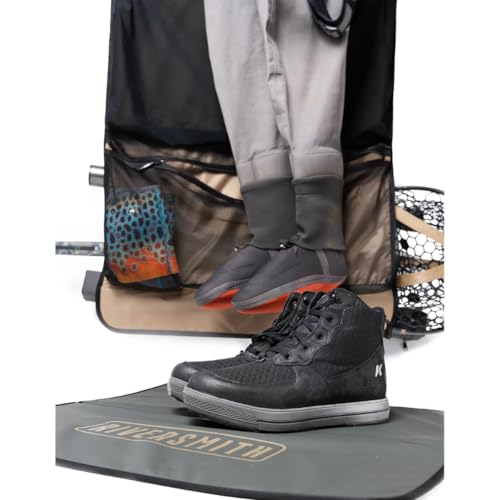 RiverSmith Fly Fishing Wader & Boot Bag – Gear-Roll Wader Bag with Changing Mat, Waterproof Pocket, Rod & Net Storage – Fly Fishing Gear Organizer – Gray Cadmium - color: Gray Cadmium