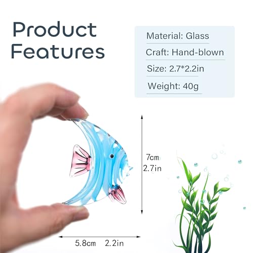 Crystalsuncatcher HDCRYSTALGIFTS 2.5'' Blown Glass Figurines Tropical Fish Murano Art Sea Life Minitures Handicraft Animal Figure for Fish Tank Ornament or Aquarium Decorations (Fish) - color: Style*8