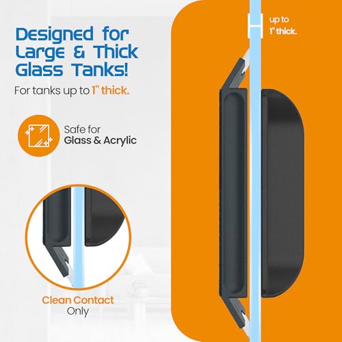 Flipper Edge 2-in-1 Scrubber Scraper Floating Magnetic Fish Tank Aquarium Cleaner with Dual Blades - Efficient Glass & Acrylic Aquarium Cleaning Tools (MAX) - color: Black, style: MAX - For Tanks Up to 1 Inch (24mm) Thickness