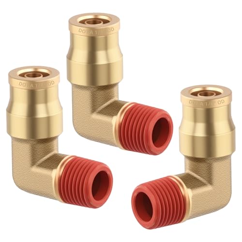 3PCS DOT Air Brake Line Fittings Brass 90 Degree Union Elbow Joint DOT Approved 1/4" Tube OD x 1/4" NPT Thread Air Brake Line Adapter Air Suspension Kit for Car Truck Trailers - size: 1/4" OD x 1/4" NPT, style: Quick Push 90° Elbows-3PCS