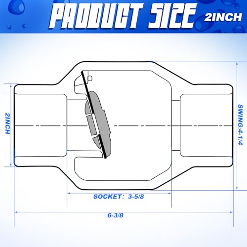 Geetery 1 Pcs 2 Inch PVC Slip Swing Check Valve No Spring Back Flow Preventer Valve White No Return Silent Backflow for Backflow Prevention, Reduces Water Hammer Noise - size: 2 Inch