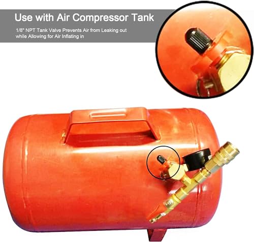 GODESON 1/8" NPT Tank Valve, Anti-Corrosion Brass Schrader Valve with 1/8" Male NPT and Caps, Air valve Using with Air Compressor Tanks (Pack of 2) - style: 1/8"NPT(Pack of 2)