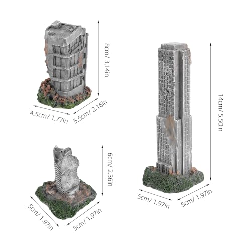 3pcs Aquarium Castle Ruins Decorations | Resin Fish Tank Hideout Ornaments - Realistic Broken City Building - Fish Shrimp Shelter Cave for Underwater Scene