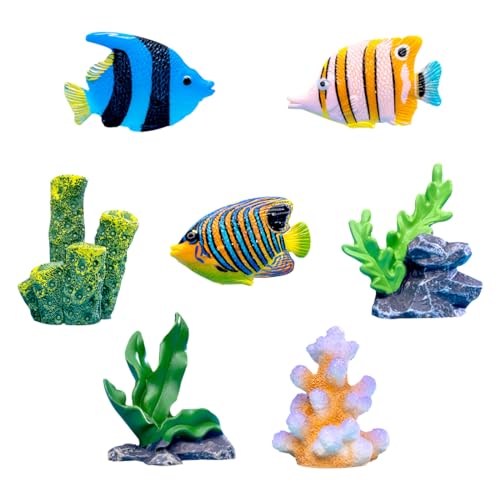 7 Pieces Artificial Coral Plant Gold Fish Aquarium Decorations for Fish Tank Decorative Aquarium Reef Fake Goldfish Ornament for Home and Office Simulation Aquarium (7 PCS) - color: 7 Pcs