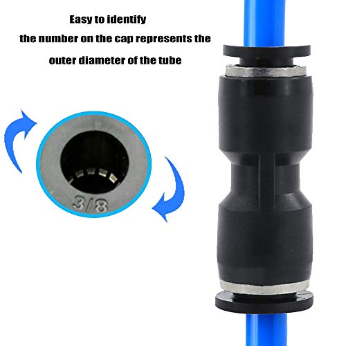 10PCS Pneumatic Push to Connect Fittings, PBT Plastic Union Straight 3/8"x 3/8"Tube OD Quick Connector for Home Garage Air Brake Air Compressor - size: 3/8"x 3/8"