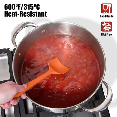 4-Piece Silicone Spatula Scrapers: Doosu 600°F Heat Resistant Food Grade Kitchen BPA Free Rubber Baking Cooking Tool Nonstick Utensil Set for Mixing, Scraping, Folding, Stirring, Serving (Multi-4) - color: Multicolor 7, size: Set of 4