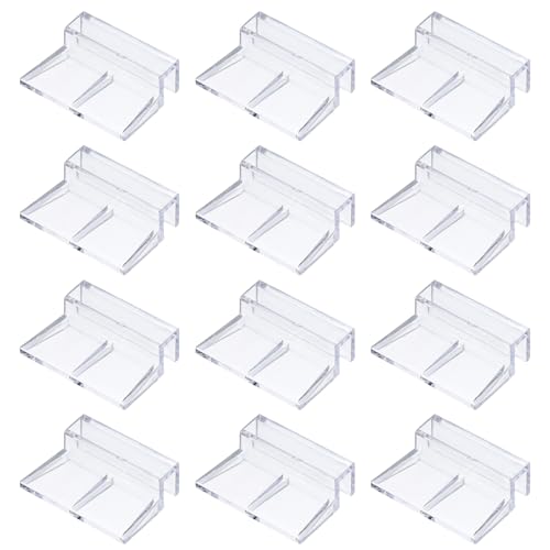 12 Pcs Aquarium Lid Clips, 8 mm Acrylic Aquarium Cover Bracket Fish Tank Lid Older Fish Tank Clip Transparent Durable Easy to Clean, Intended for Rimless Aquariums Top Cover