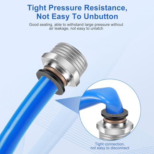 12 Pcs Push to Connect Fittings 3/8 Inch Tube OD x 1/2 Inch NPT Thread Pneumatic Male Straight and Elbow Quick Connect Air line fittings - size: 3/8"OD x 1/2"NPT