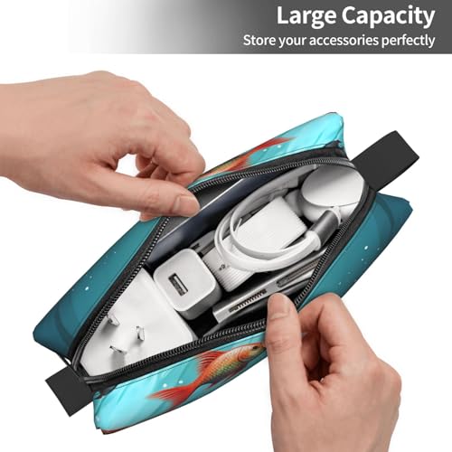 OUSIKA Fish Aquarium Cosmetic Bags for Women Portable Makeup Bag Travel Storage Bag Daily Receive Bag Large Capacity Toiletry Bag
