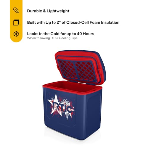 RTIC 8 QT Road Trip Personal Cooler, Small, Compact, Insulated, Portable Ice Chest Box for Food, Drink, Beverage, Beach, Camping, Picnic, Fishing, Boat, 12-Can Capacity - color: Fireworks