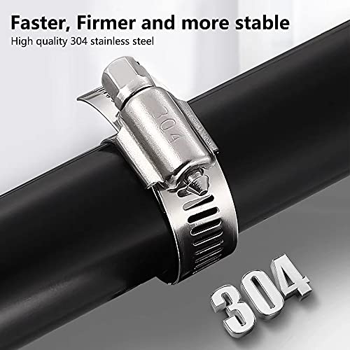 ZIPCCI Hose Clamp, 2 Inch Stainless Steel Worm Gear fuel line clamps for Water Pipe, Automotive and Mechanical Application, 40-63mm (10 Pack) - size: 40-63mm