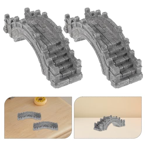 4pcs Mini Arch Bridge Figurines Garden Bridge Statue for Fairy Garden and Fish Tank Decor Gray Stone Micro Landscape Accessories
