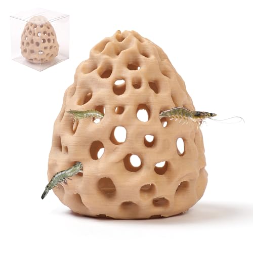 Shrimp Cave, Shrimp Hides for Aquarium, Betta Fish Hideout with Suction Cup Tank Accessories for Fish Tank Decor, Hiding & Resting, Betta Fish Habitat Tank Ornament Accessories - color: Natural Wood