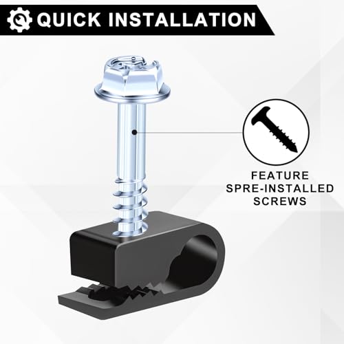 Cable Clips with Screws Fastener 1/4 Inch (6 mm) - All Weather Wire Clips for Coaxial, Ethernet,Electrical Cables,Brick/Stucco Siding Clips, UV-Resistant for Outdoor Wall Mount,100 Pack,Black - color: Black, size: 100PCS/PACK