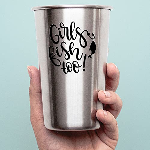 Decal Stickers of Girls Fish Too (Black) (Set of 2) Premium Waterproof Vinyl Decal Stickers for Laptop Smartphone Car Dirt Bike Wall Room Mason Jar Bathtub Door - BICVER1c33532BLW19Y24 - color: Black, size: 4.8'' x 5.2''