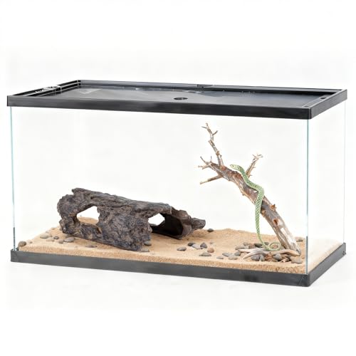 Natural Reptile Hide Basking Platform, Hideout Decor for Aquarium, Fish Tank, Bearded Dragon, Gecko, Shrimp, Betta (Moss Tree Cave, Large) - color: Moss Tree Cave, size: Large