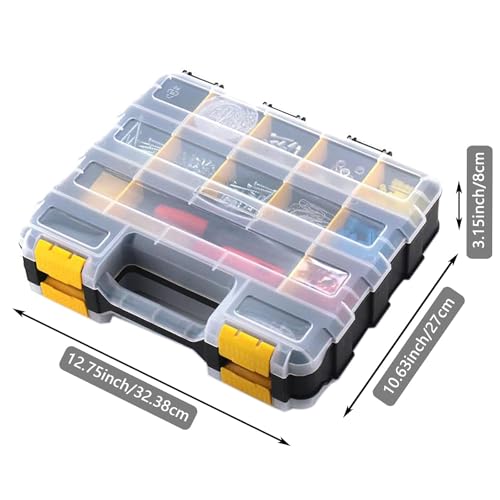 AIDY-PRO Hardware Organizer Box 34 Compartments Small Parts Organizer with Removable Dividers Durable Plastic Double Side Tools Box Screw Organizers For Nuts, Bolts, Screws, Nails 2Pack - color: Yellow, size: 2 PACK