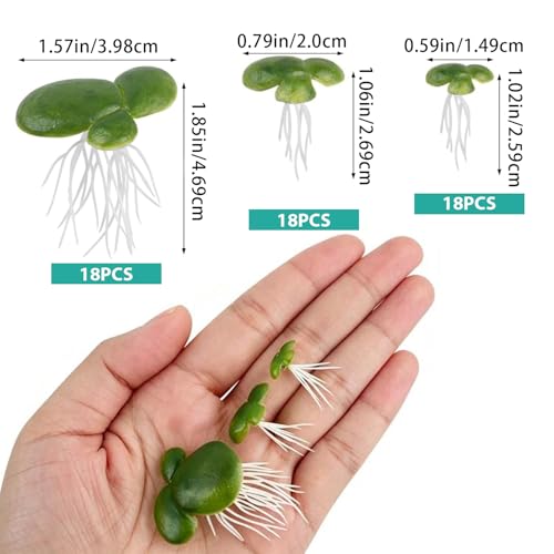 54 Pack Floating Aquarium Plants Artificial Plastic Fake Duckweed Simulation (3 Size)