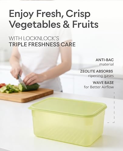 LocknLock Fresh-Block Plastic Food Storage Container | Produce Storage Containers for Fridge | Vegetable & Fruit Storage Containers for Fridge, Airtight Storage, Microwave & Dishwasher Safe 330ml - size: 330ml