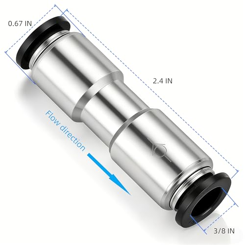Pneumatic Push to Connect Fitting Check Valve 3/8" OD x 3/8" OD One-way Valve Pack of 2 - size: 3/8" OD