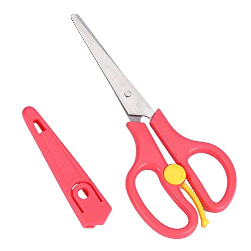 Food Shears Stainless Steel Baby Scissors Food Scissor with Plastic Cover for Toddlers, Preschool Training Kids Scissors(Red)