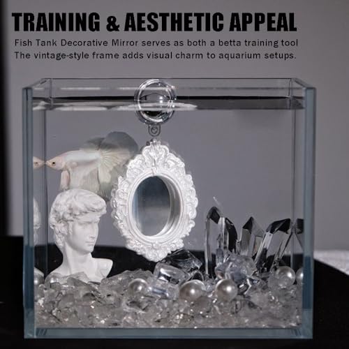 OULIGET Floating Fish Tank Decorative Mirror,Betta Exercise Training Mirror,Floating Device Aquarium Decorations,Ornament Training and Aesthetic Landscaping,2 Pieces