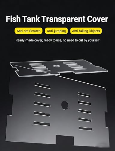 Clear Acrylic Fish Tank Lid with Anti-Escape Net & Feeding Door - Universal Aquarium Cover for 60x30cm (23.6x11.8in) - Prevents Fish Jumping & Deters Cats