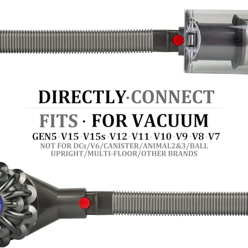 Fullclean Dryer Vent Cleaner Kit for Dyson Gen5 V15 V15s V12 V11 V10 V9 V8 V7 Lint Vacuum Atttachments Detect Absolute Cyclone Outsize Slim Vacuum Cleaner Crevice Flexible Dryer Lint Remove Tool - style: Dryer Hose and Brush Gray