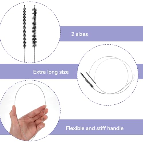 2 PCS Straw Cleaner Brush Extra Long, 39.4 in Extra Long Pipe Cleaners, Black Tube Cleaning Brush for Cleaning Straw, Feeding Tubes, Line and Pump