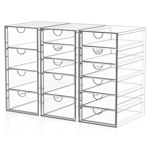 Acrylic 3 Pack Desk Organizers and Accessories, Makeup Organizer Storage With 15 Drawers, Desk Organizers, Dustproof Drawer Organizer and Storage for Make Up, Jewelry, DIY Pen - size: 15 Drawers