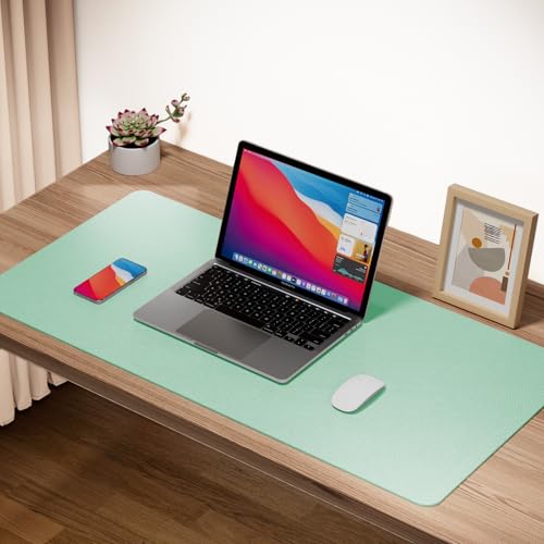 Boutilon Leather Desk Pad Protector,Non-Slip Mouse Pad,Laptop Desk Pad,Office Mouse Mat,Waterproof Leather Desk Blotter,Desk Writing Pad for Office and Home (S-Green,24"x 14") - color: Green, size: S 24" x 14"