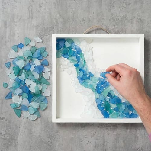 Jetec Sea Glass for Crafts Pieces Seaglass Decor Flat Frosted Sea Glass Ornaments Vase Filler Crushed for Beach Wedding Party Decor Home Aquarium DIY Craft Supplies,11 oz(Blue, White, Green) - color: Blue, White, Green, size: 11 Ounce (Pack of 1)