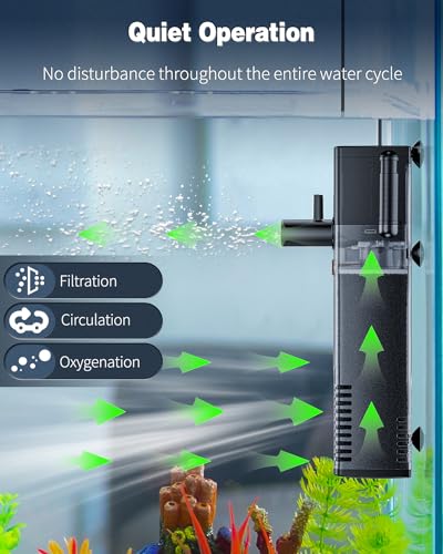 Pawfly Internal Aquarium Filter with 160 GPH Water Pump Quiet Submersible Bio Sponge Foam Filter for 30 to 60 Gallon Fish Tanks Multifunctional Filter for Filtration Circulation and Oxygenation - size: 30-60 Gal