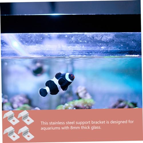 Levemolo 4pcs Stainless Steel Aquarium Lid Clips Heavy-Duty Fish Tank Glass Cover Supports Resistant Brackets for Secure Fish Tank Glass Lids for Aquariums