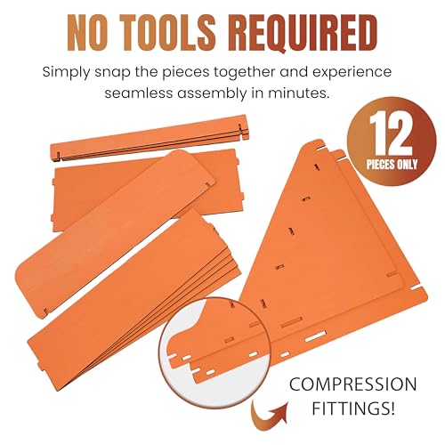 Wooden Portable Retail Table Display Stand Countertop 3 Step Riser Craft Shows, Farmers Markets Tradeshows |No Hardware Assembly Flat Pack Soap Display CBD Jewelry Spices Cups Tumblers Coasters | Orange - color: Orange