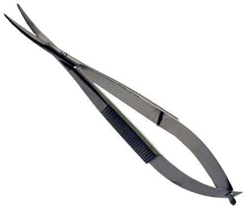 KUTZ 4.75" (12 cm) Stainless Steel Spring Scissors | 0.5" (1.3 cm) Razor Sharp Curved Blades & Textured Handles | Spring Mechanism Great For Cutting Threads, Strings, Hair, Fishing Line, and More